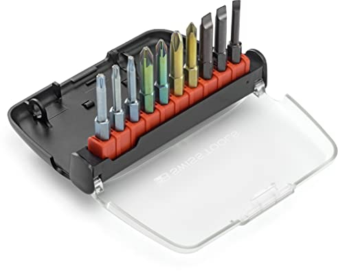 PB Swiss Tools Bit Satz Torx Schlitz Kreuzschlitz Pozidriv PB E6 989 | 100% Swiss Made | Bit Set mit 10 magnetischen Precision Bits für Standard-Anwendungen in Industrie und Handwerk
