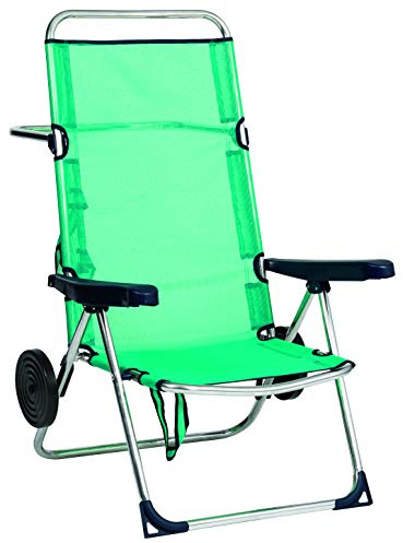 Alco 670ALFRD-0030 Silla playa alta, fibreline, con rueda, Verde, 96x69.5x14 cm