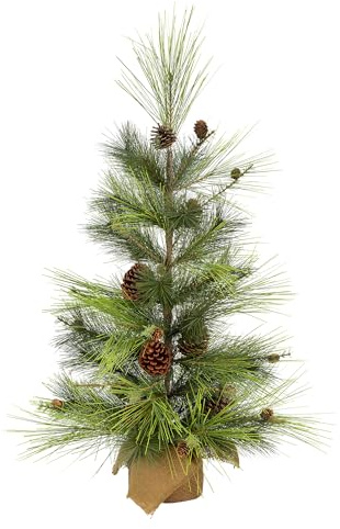 Vickerman 4' Larkspur Pine Artificial Christmas Tree, Unlit - Faux Table Top Christmas Tree - Seasonal Indoor Home Decor