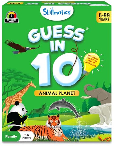 Skillmatics Guess in 10 Animal Planet, Card Game, Perfect for Boys, Girls, Kids, Teens, Adults Who Love Animals, Trivia Games, Travel Games, Gifts for Ages 6, 7, 8, 9, 10, and Up