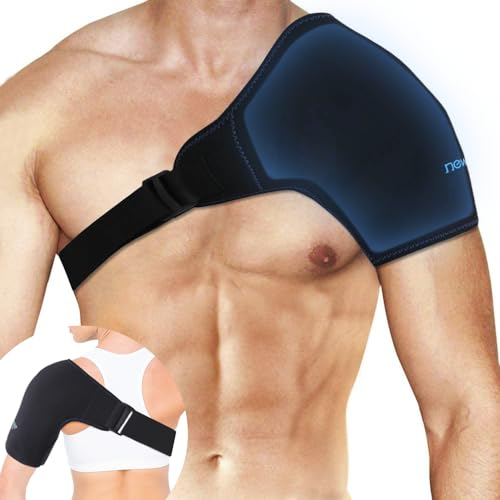 NEWGO Shoulder Ice Pack Rotator Cuff Cold Therapy, FSA HSA Eligible, Shoulder Ice Pack Wrap Cold Pack for Pain Relief, Recovery After Surgery, Sore Muscles, Tendonitis- Black
