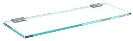 bijon Glasregal Glasablage Wandregal Glas Bad-Regal Glas Badezimmer Regal Badablage Ablageregal - 8mm Hartglas, 50 x 12 cm, Klarglas + Halterung F - Edelstahl Optik