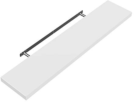Casaria Mensola da Parete Legno 70cm con Supporto 50-110cm Pensile Bagno 15kg Cucina Libreria Bianco