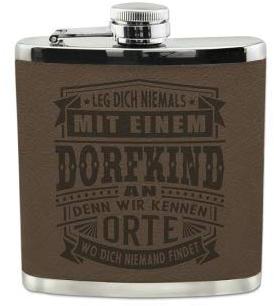 History & Heraldry Echter Kerl Flachmann Dorfkind - individuell und personalisiert mit Gravur, Name und Spruch