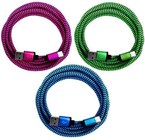 i! Cavo di ricarica USB-C per smartphone e tablet, colorato 3x 20cm Blu + verde + rosa