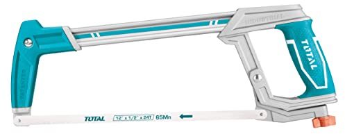 TOTAL - Arco de Sierra - Longitud de 300 mm - Tensión Ajustable - Herramienta para Cortar Metal y Madera - Incluye Sierra de Recambio - Aluminio