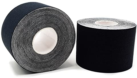 axion Kinesiologie Tape 2er Set 500x5cm | 2 Rollen wasserfeste, hautfreundliche, elastische und selbstklebende Bandage | Physio-Tape optimal für Sport & Alltag (Schwarz)
