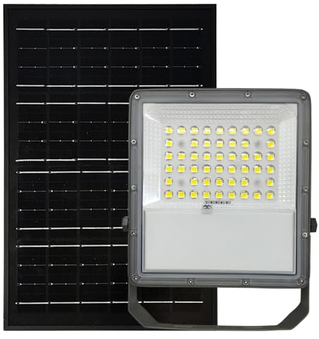 FactorLED Spot Led Solaire Réglable avec Télécommande, Projecteur Exterieur Dimmable, IP65, lumière blanche 5700K, Plaque Solaire 10W (100 watts)