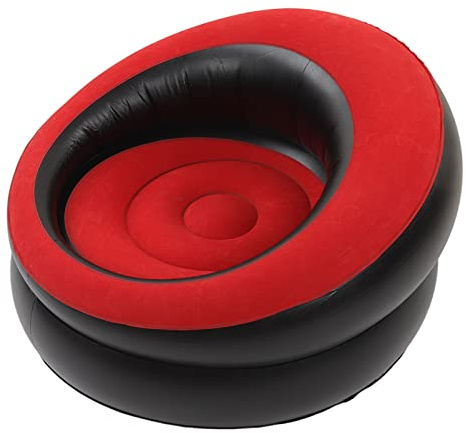 Sofá Inflable, portátil ergonómico Flocking Aire Sofá Inflable Simple Sillón Blow Up Rápida Inflación Lounge Chair Aire Lazy Sofá para Sala de Estar, Dormitorio, Oficina, Viajes (Rojo)