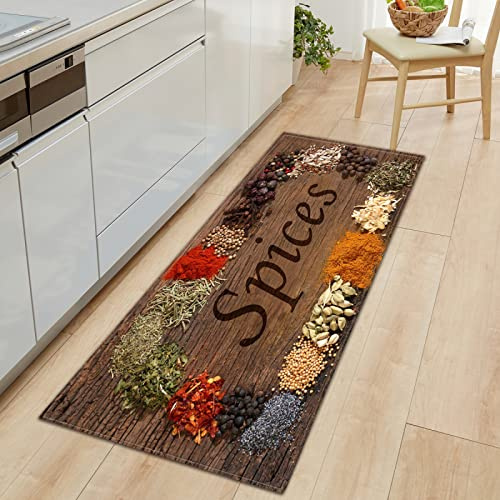 GOKSEL Tapis de Cuisine Couleurs et assaisonnements Tapis Couloir, Devant Evier Antidérapant Tapis de Sol Absorbant Lavable Décoration, Salon, Salle de Bain, Entrée, Cuisine 50 x 80cm