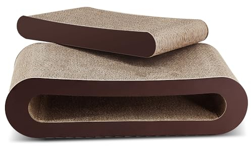 FluffyDream Kratzpappe Kratzbretter Katze für Katzen 2 in 1, Strapazierfähige Board-Pads, Katzenkratzbretter Katzenkratzer Karton Lounge Bett, 43×20×11cm