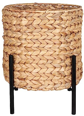 House Nordic Jardinière Ronde en Jacinthe d'eau Marron et Noire 26,5 x 26,5 x 28 cm