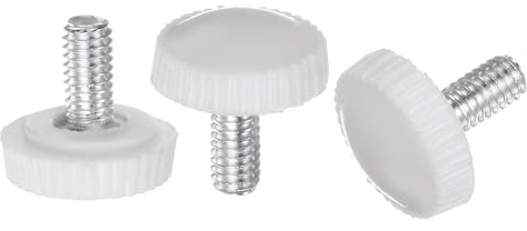 QUARKZMAN 20 stycken M4 x 8 mm gängknappar med räfflat handtag, tumskruvsklämmor, plasthandtag, handknappar med gängstift, vit