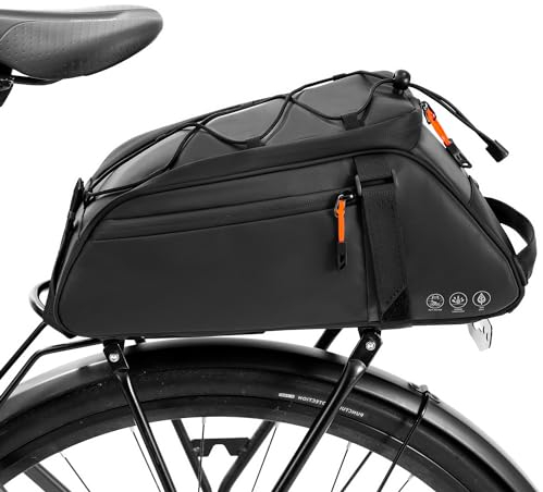 WOTOW 3 in 1 Bike Pannier Bags, 50L Large Capacity Rear Rack Saddle Bag, Water-Resistant Bicycle Back Seat Carriers with Reflective Trim and Adjustable Hooks for Cycling Hiking Expedition Touring