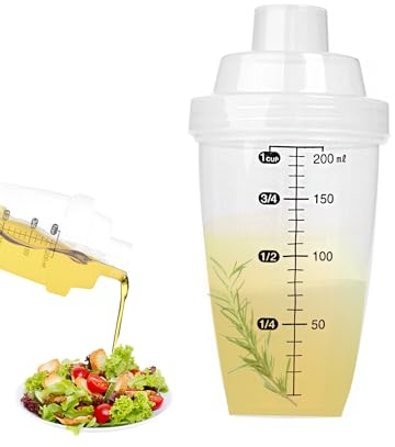 Mélangeur Vinaigrette 200 ml Plastique Sauce Mélangeur pour Salade,marinades - Melangeur Vinaigrette Gradué Shaker - Anti-Fuite - Plastique Dur