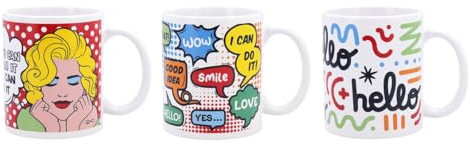 Quid SET 3 MUGS MULTICOLOR CERÁMICO 33CL CÓMI