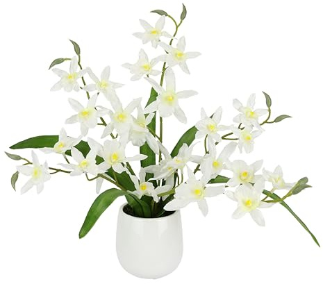 Konstgjord blomma orkidé Dendrobium 38 cm med blad i ytterkruka konstgjord blomma konstorkidé konstgjord phalaenopsis som äkta orkidé kvistar konstgjord växt växt bröllop dekoration sidenblomma