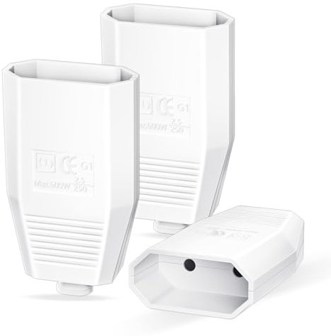 Fiche Femelle 3 Pièces Prise Electrique Femelle, Le Connecteur Europe Fiche Plate Contact de Protection, Accouplement Plat Euro 250V/2,5A, Prise Plate Fiche Electrique Avec Décharge De Traction