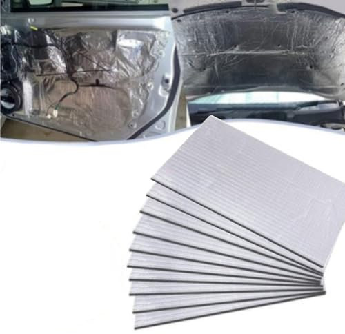 Lot de 10 tapis d'isolation phonique pour voiture, 40 x 25 cm, tapis d'isolation acoustique, autocollants, ignifuges, résistants à l'humidité, imperméables (5 mm)