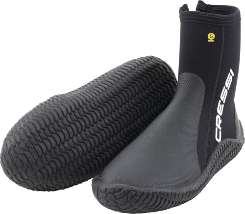 Cressi ReefTech Boots 5mm 2XL (46/47 EU) - Unisex 5mm Schwarz Neoprenstiefel mit Doppeltem Futter, ideal für Wassersport, Speziell Entwickelt, zum die Füße vor Kälte zu Schützen, 2XL (46/47)