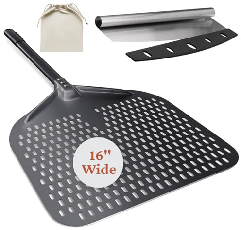 Colenza Aluminum Perforated Pizza Peel 16 Inch, Non Stick