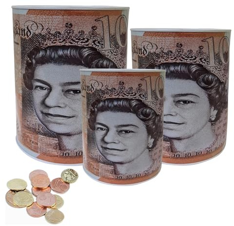 Best House | 3 Pcs Metal Money Box | Piggy Bank | Coin Box | Set of 3 | Savings for Adult Boys Girls as Gift to Save Birthday Money, Holiday and Christmas Fund - (SMALL + MEDIUM + LARGE)