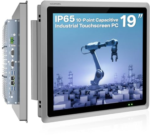 NORQIN Panel PC Industriale Integrato Da 19,IP65 Touchscreen Capacitivo 10 Punti,Senza ventola Computer All-In-One,Per Automazione,Chioschi,Monitoraggio(i7-7500U,No RAM&Storage&System)