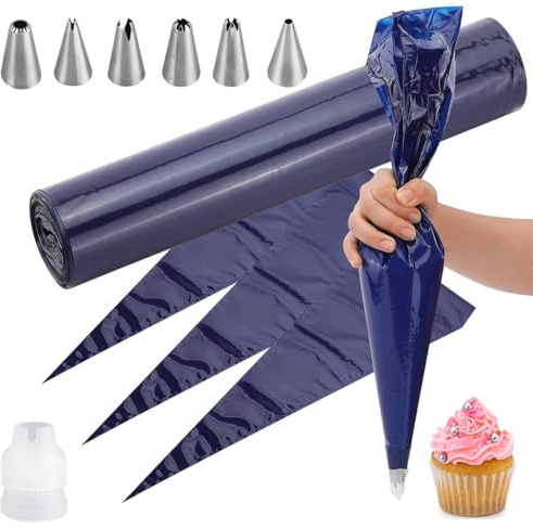 Zykra 50 Piezas Mangas Pasteleras Desechables, Extra Grandes Gruesas Bolsas de Manga Pastelera Desechables con Boquillas Manga Pastelera para Galletas, Cupcakes, Postres, Decoración de Pasteles