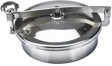 Chiusino Sanitario A Pressione Normale SS304 / 316L Con Apertura Rapida For Serbatoio Del Vino, Flangia Tonda, In Silicone(SS304,OD 300mm)