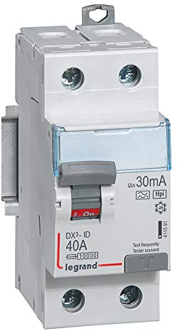 411591 Legrand Interrupteur différentiel 40A type F 30mA bipolaire - 2 modules - Bornes alignées