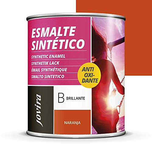 JOVIRA PINTURAS Esmalte Sintético Antioxidante. Esmalte directo sobre oxido. Para la protección y decoración de superficies de madera, hierro y acero. Brillante (750 Mililitros, Naranja)