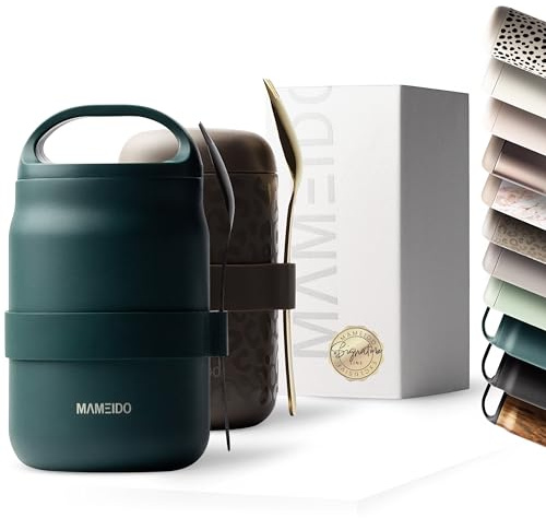 MAMEIDO Termo para Comida 800 ml, vaso de yogur para llevar de acero inoxidable, vaso térmico a prueba de fugas, fiambrera sin BPA, recipiente para mantener caliente (Ocean Bloom)