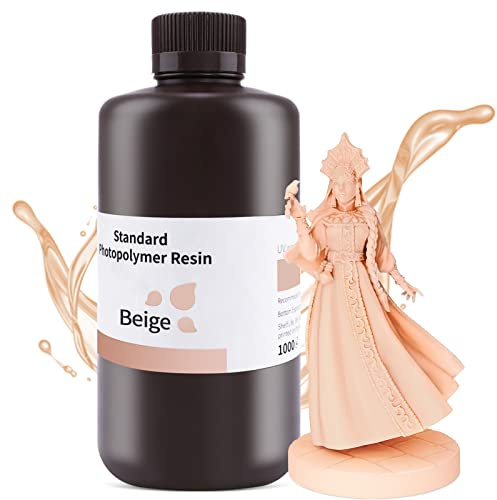 ELEGOO Résine Standard pour Imprimante 3D LCD UV 405nm Résine Photopolymère Rapide, Beige 1000G