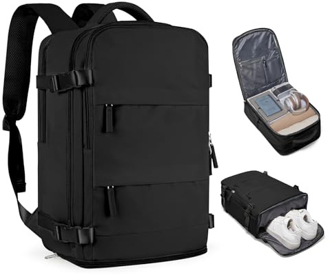 coofay Travel Backpack For Women Men Airline Approved Carry On Backpack Flight Approved Waterproof Sports Luggage Backpack Casual Daypack Small Hiking Backpacks Black Backpacks