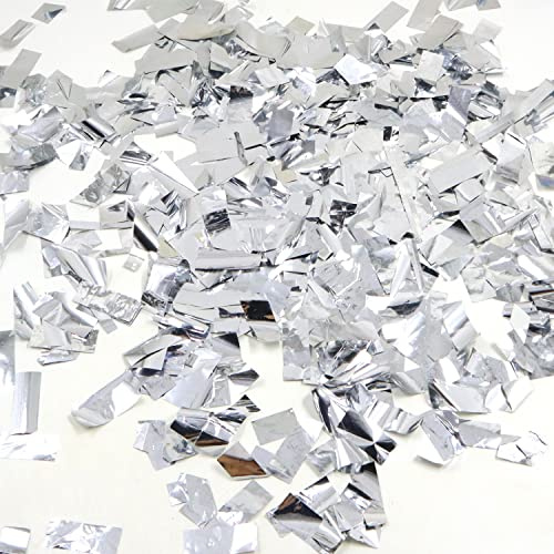 Modixun Coriandoli rettangolari argentati metallizzati, 250 g, grandi coriandoli glitterati, coriandoli da spargere sulla tavola, decorazioni per matrimoni, feste di laurea, compleanni, argento