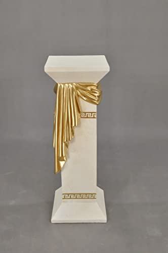 Cinar Columna de meandro estilo mesa auxiliar de 100 cm, estilo griego, antiguo, retro, rococó, barroco, soporte para flores, pedestal, pintado a mano