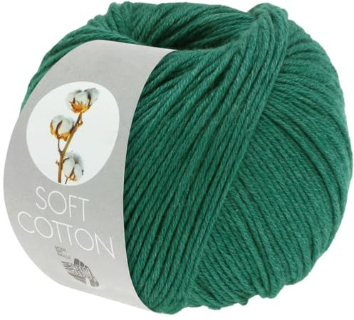 LANA GROSSA Soft Cotton | Weiches Baumwollgarn mit modernem Mikrofaseranteil | Handstrickgarn aus 70% Baumwolle & 30% Polyacryl | 50g Wolle zum Stricken & Häkeln | 140m Garn FB48