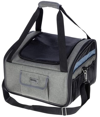Kerbl Pet Sac de Transport Auto Vacation, Sac de Transport pour Chien, Gris, Bleu, 44x35x30cm, Tissu Oxford, Chiens, Coussin de Sol Lavable
