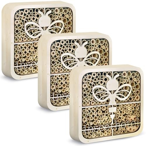 ISOTRONIC Insektenhotel, umweltfreundliches Insektenhaus für Marienkäfer, Bienen und andere Insekten im Garten - Kinderfreundliches Bienenhotel Naturholz (Biene)