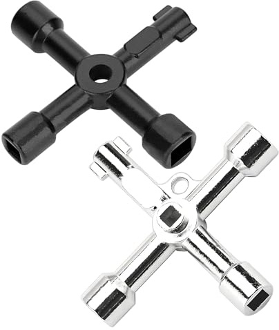 ZEACCT 2 Pack 4-Way Multi-Functional Utilities Key, Universal Torque Wrench Cross Utility Panel Service for Electric Water Gas Meter Cupboard