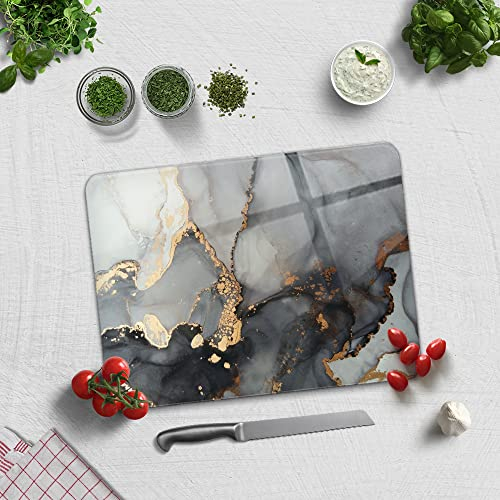 Tagliere in vetro, 40 x 30 cm, effetto marmo, protezione piano di lavoro per cucina, durevole, igienico, in vetro temperato, facile da pulire, resistente ai graffi, resistente al calore