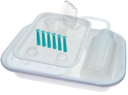 Vassoio per la pulizia delle lenti rigide a doppio strato, kit di pulizia a secco per lenti sclerali, 6 pezzi, strumento di rimozione delle lenti dure con bottiglia di risciacquo da 150 ml, kit per la