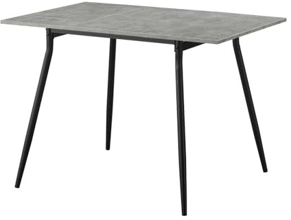 B&D home Esstisch Jonte, ausziehbar 80-120 x 80 cm, 4 Personen Küchentisch Holztisch mit Metallgestell für Esszimmer, Küche, modern Industrial Design, Beton Optik, 11219-80-FS-BETO
