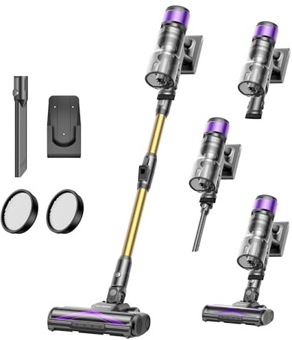 Ultenic Aspiradora sin Cable 55Kpa/60Min, Cepillo Anti-Enredo Mejorado, Aspirador Escoba Autoestable, Color Violeta