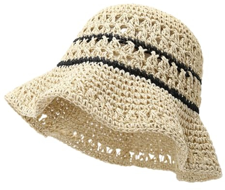 YAMEE Chapeau de Plage Femme Élégant,Chapeau de Soleil Paille Pliable,Respirant pour Jardin,Voyage
