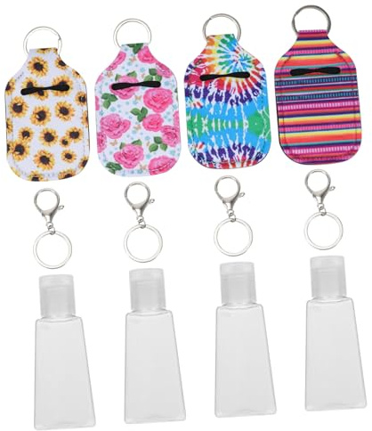 EPIGEIST Neoprene Lotion Bottle Holders with Empty Bottles and Lobster Clasps Lightweight Portable Covers for Travel Toiletries Gift for Women and Students