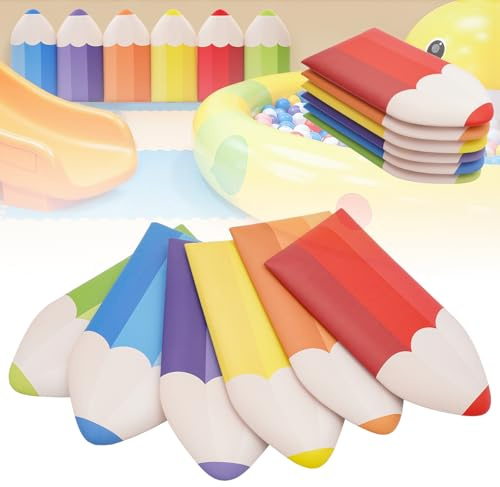 6 Pack 3D Pencil Wall Padding for Kids, Anti Collision Wall Mats, Kids Proof Corner Protectors Headboard Panels with Adhesive Backing for Decoration in Classrooms, Nursery Playroom Protection