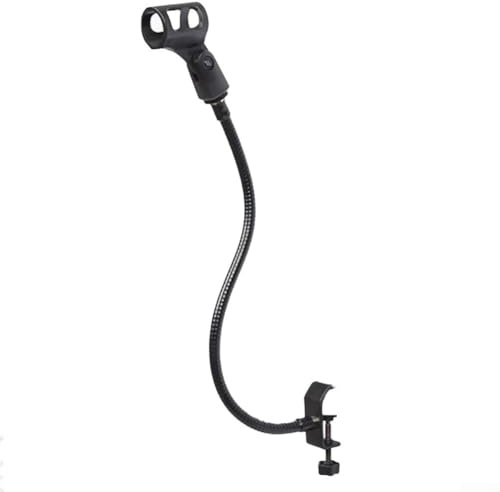 Support de microphone réglable flexible avec pince solide pour un placement stable sur les tables, bureaux ou podiums pour les besoins de capture audio (A)