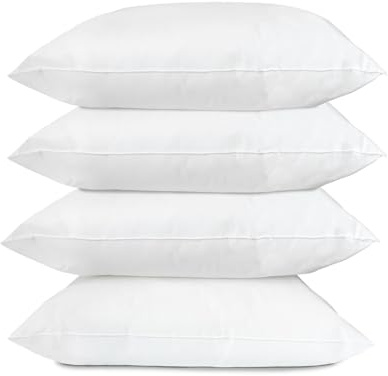 Lancashire Textiles Hospital Pillow Medical Grade Wipe Down Easy Clean Pillow – Hollowfibre Filled Pillows for Nursing Homes, Hospitals and Children’s Bed - 20 x 30 (4 Pack, 74cm x 48cm)
