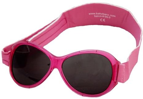 BabyBanz 01091 - Occhiali da sole retrò Kidz con fascia elastica in neoprene, per circonferenza della testa 40-52 cm (0-2 anni), UV400, rosa